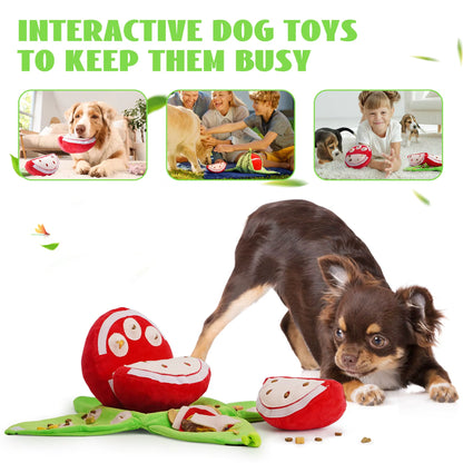 Fruit Hide and Seek Plush Dog Toy Puppy Puzzle Squeaky Toys with Crinkle Papers Interactive Dog Chew Toy