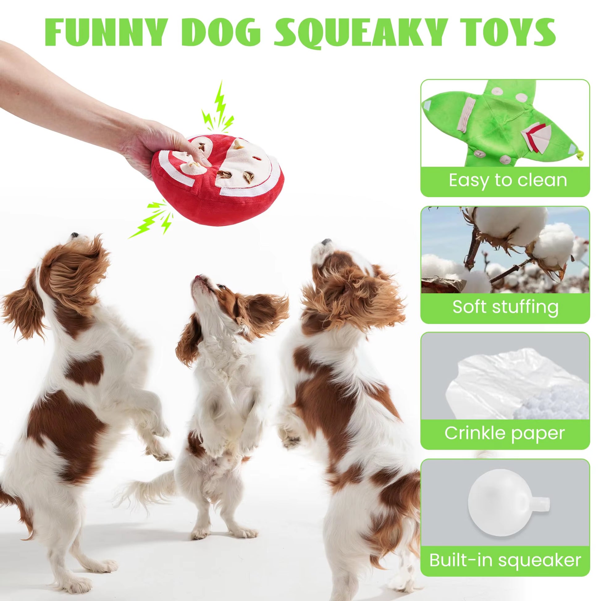 Fruit Hide and Seek Plush Dog Toy Puppy Puzzle Squeaky Toys with Crinkle Papers Interactive Dog Chew Toy