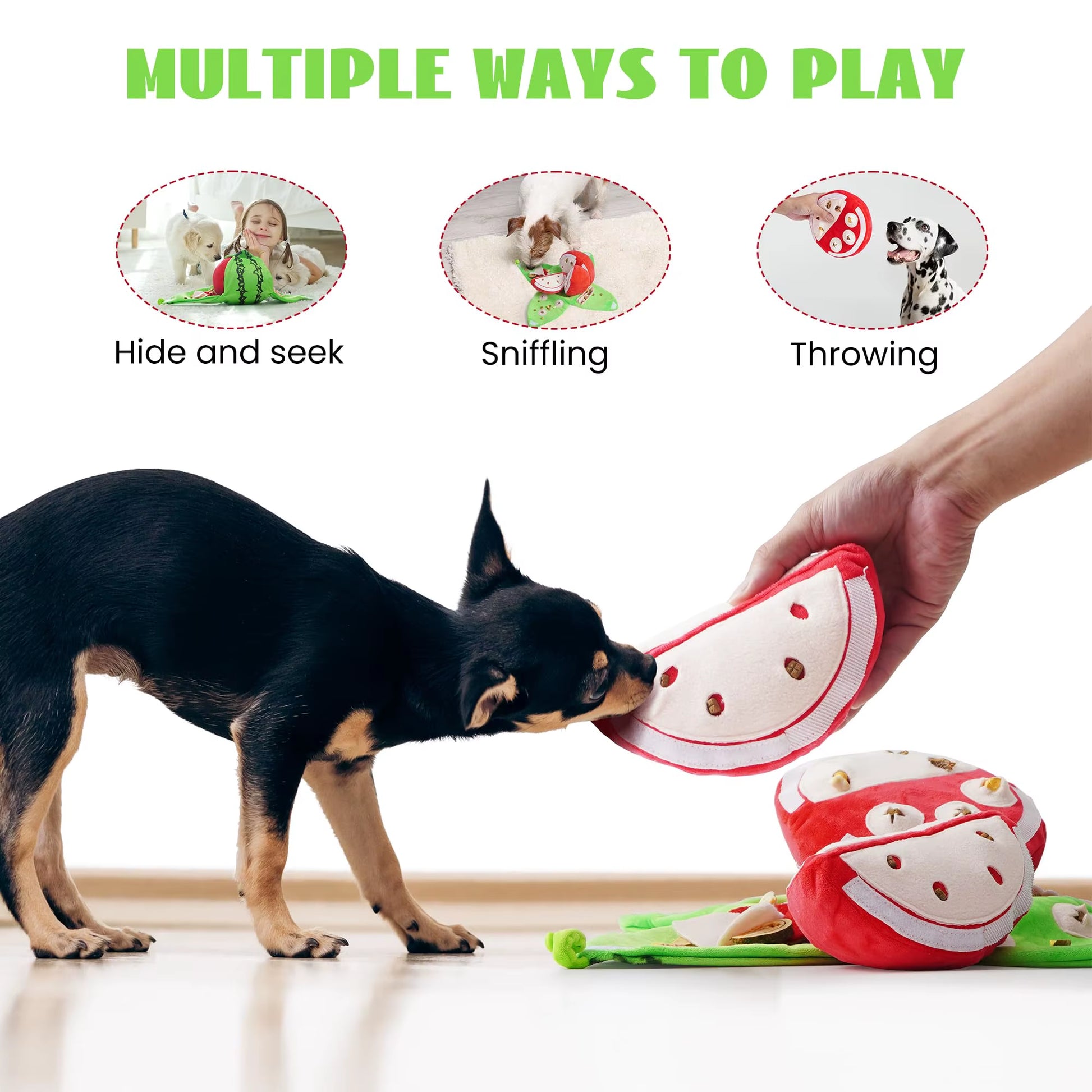 Fruit Hide and Seek Plush Dog Toy Puppy Puzzle Squeaky Toys with Crinkle Papers Interactive Dog Chew Toy